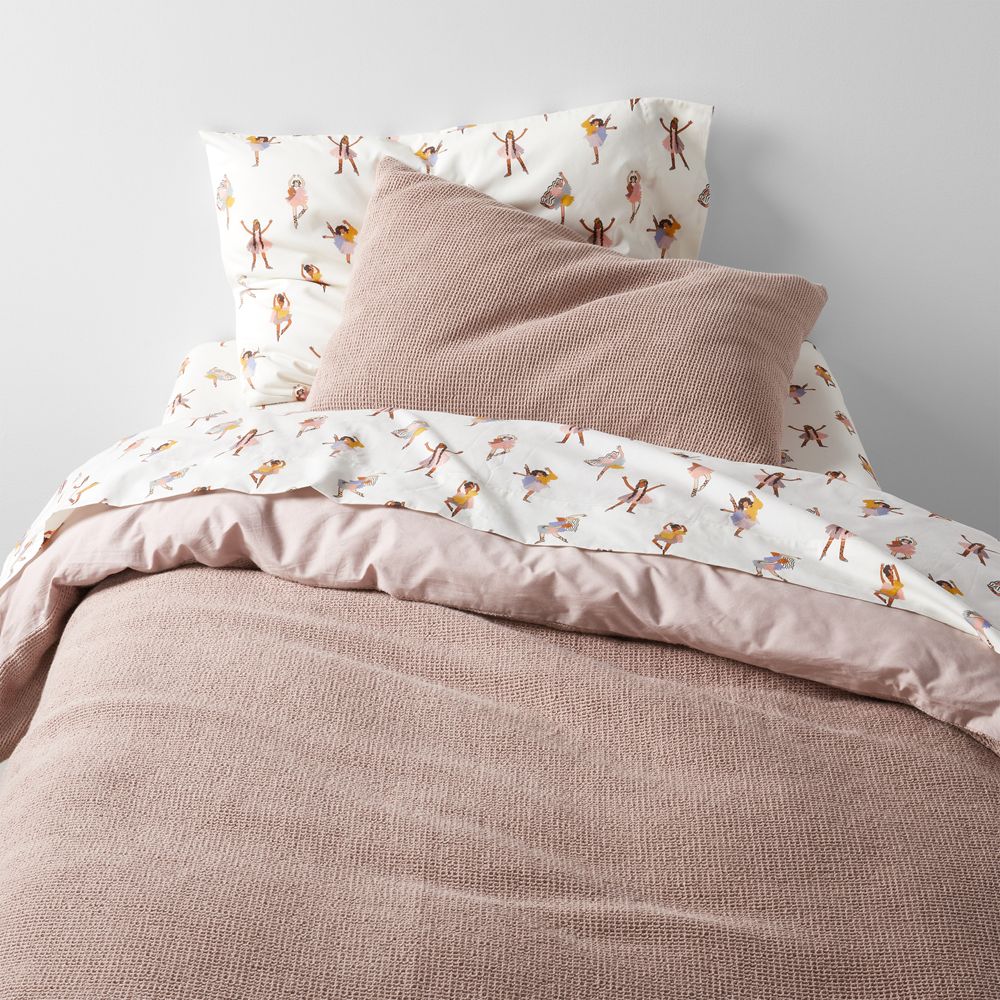 Scoop Classic Mauve Waffle Weave Organic Cotton Kids Duvet Cover