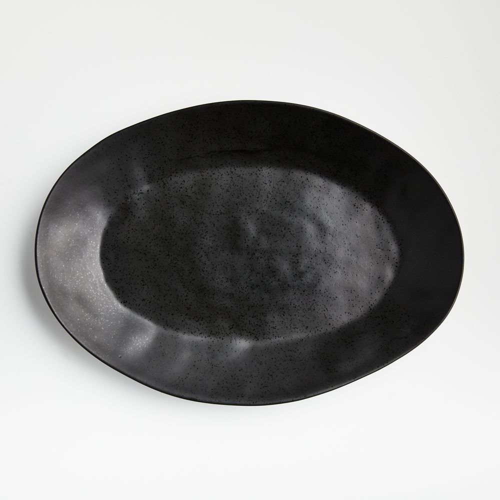 Marin Matte Black Stoneware Small Oval Platter