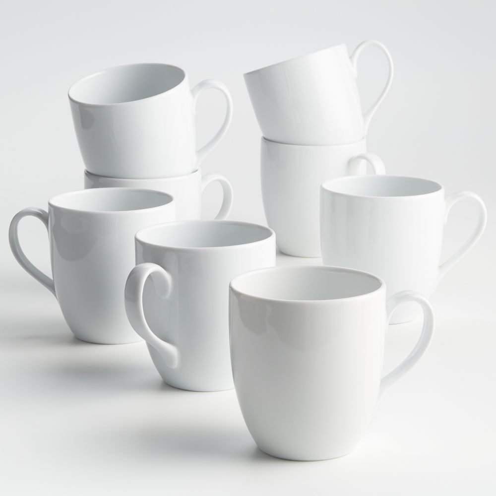 Aspen 15-oz. Porcelain White Mugs, Set of 8