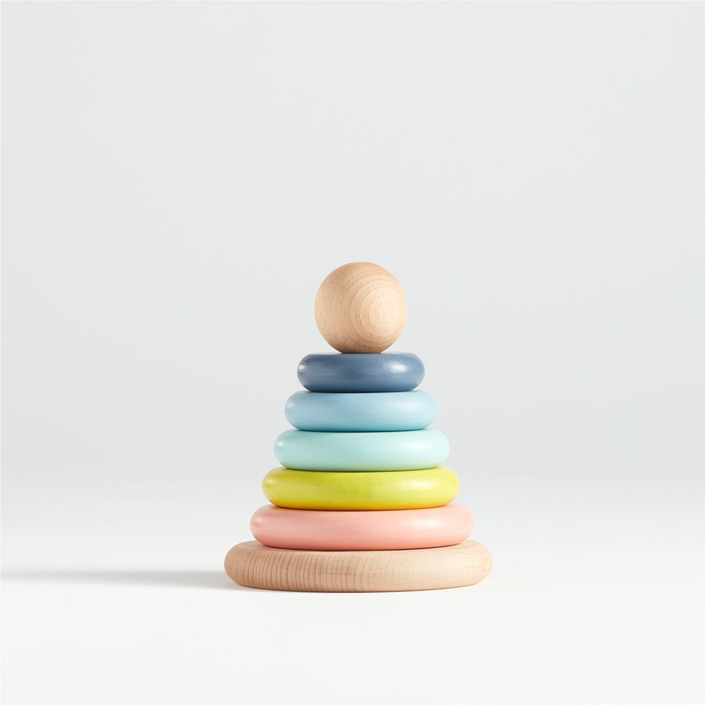Small Rainbow Wooden Baby Stacking Ring