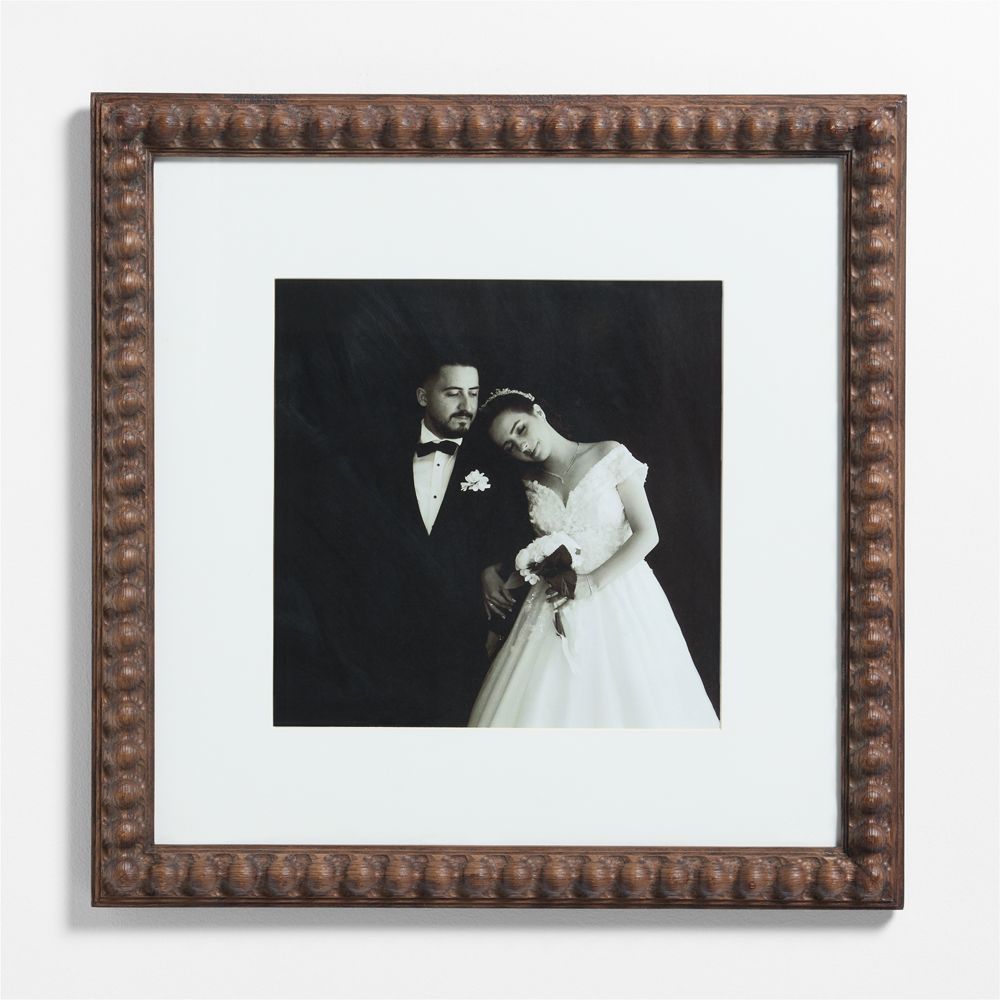 Elmhurst Beaded Walnut Wood 11x11 Wall Picture Frame with 2 Interchangeable Mats