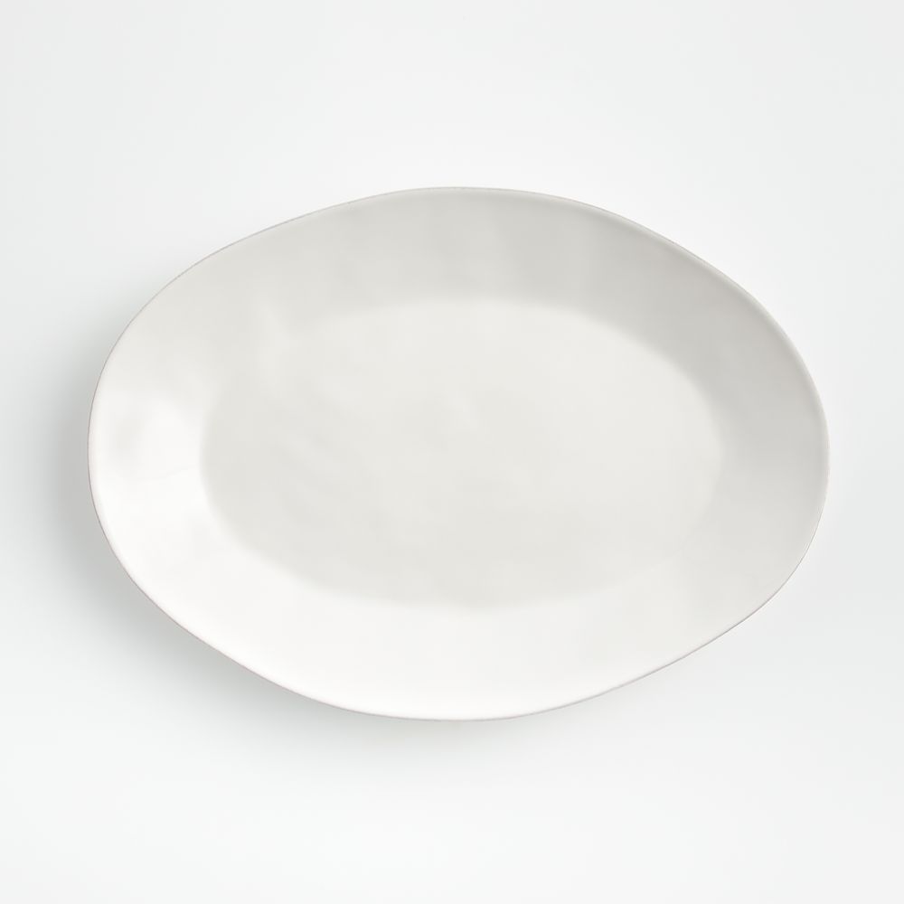Marin White Stoneware Small Oval Serving Platter