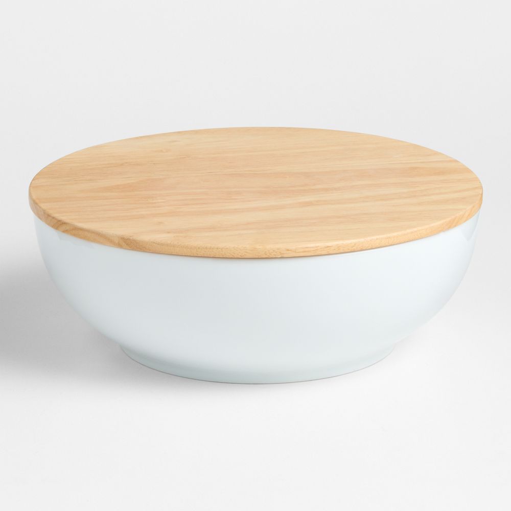 Merge Porcelain Serving Bowl with Wood Lid