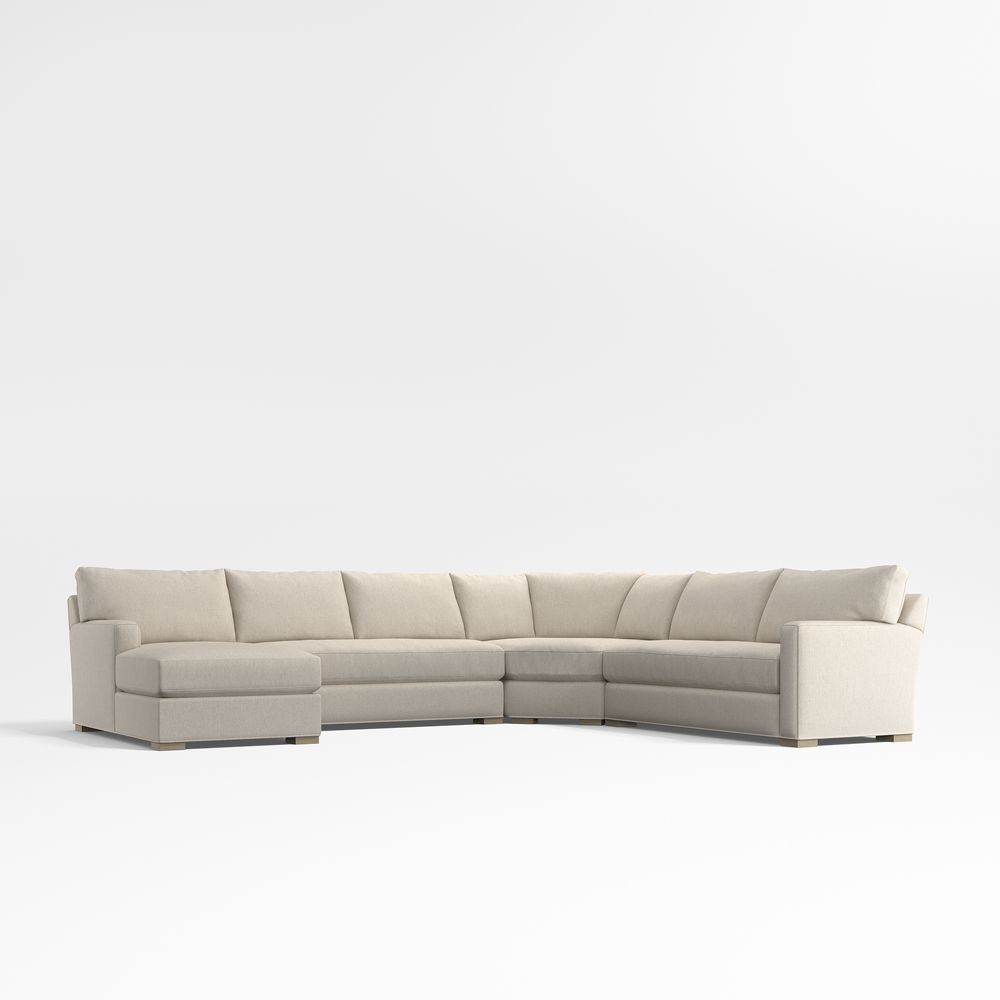 Axis Classic 4-Piece L-Shaped Wedge Bench Sectional Sofa with Chaise Lounge