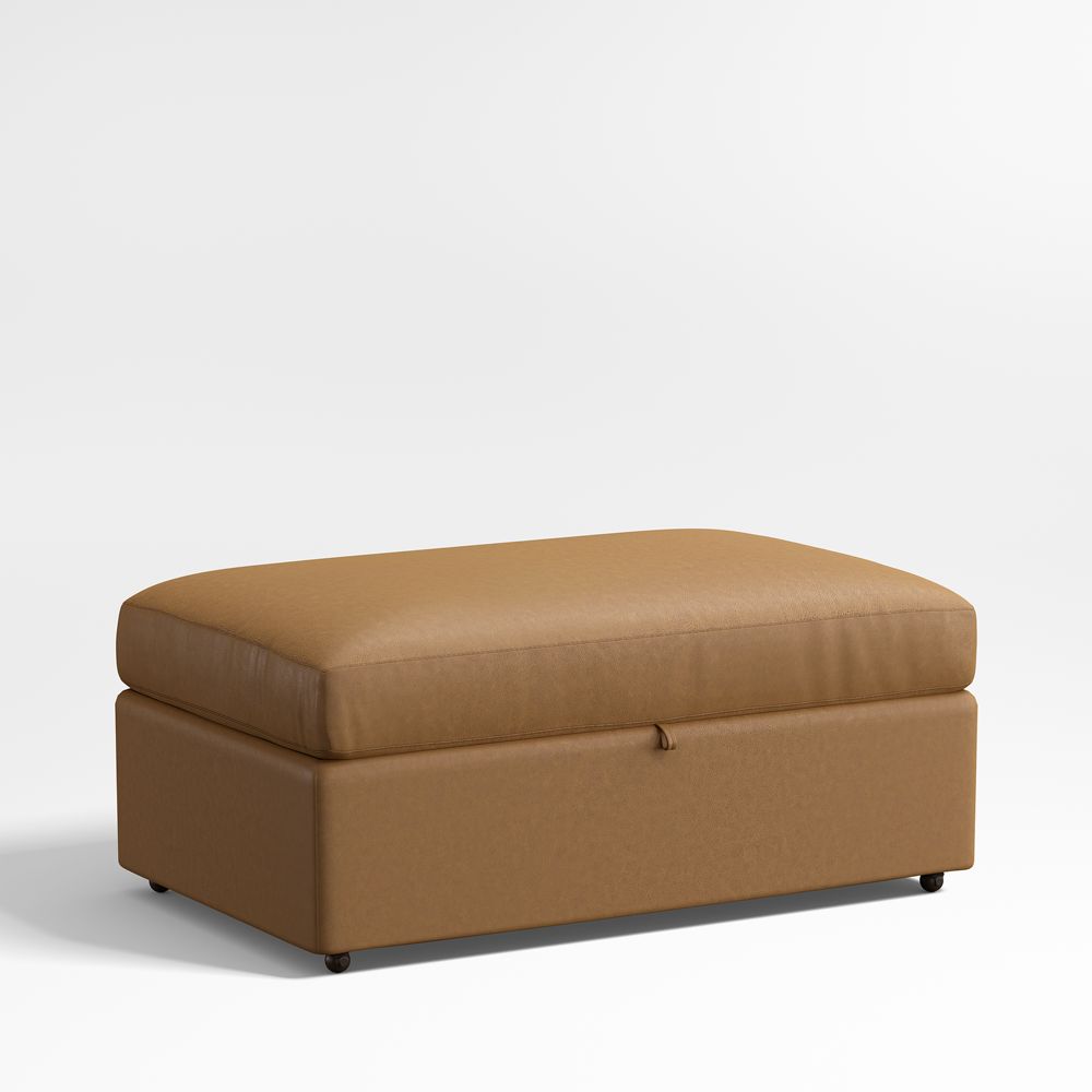 Lounge Classic 43" Leather Storage Ottoman with Tray