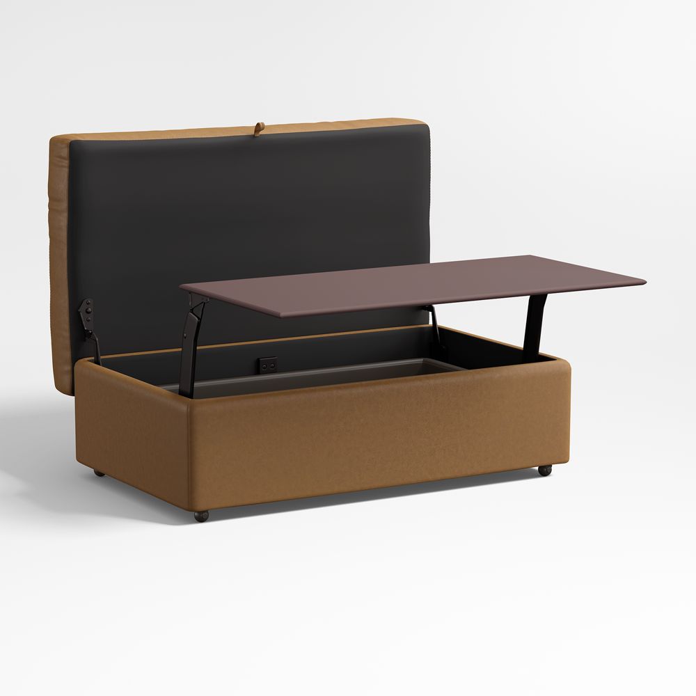 Lounge Classic 43" Leather Storage Ottoman with Tray- Image 2