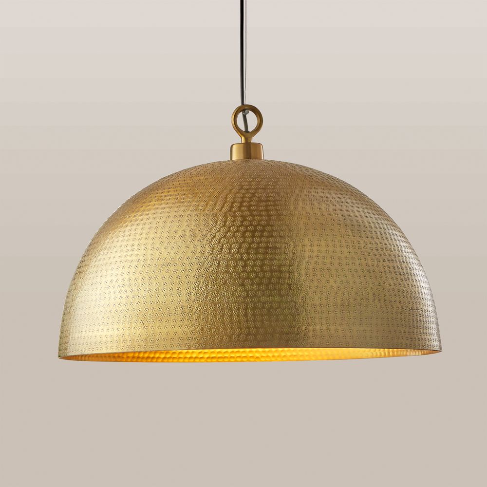 Rodan Hammered Brass Metal Dome Pendant 24"