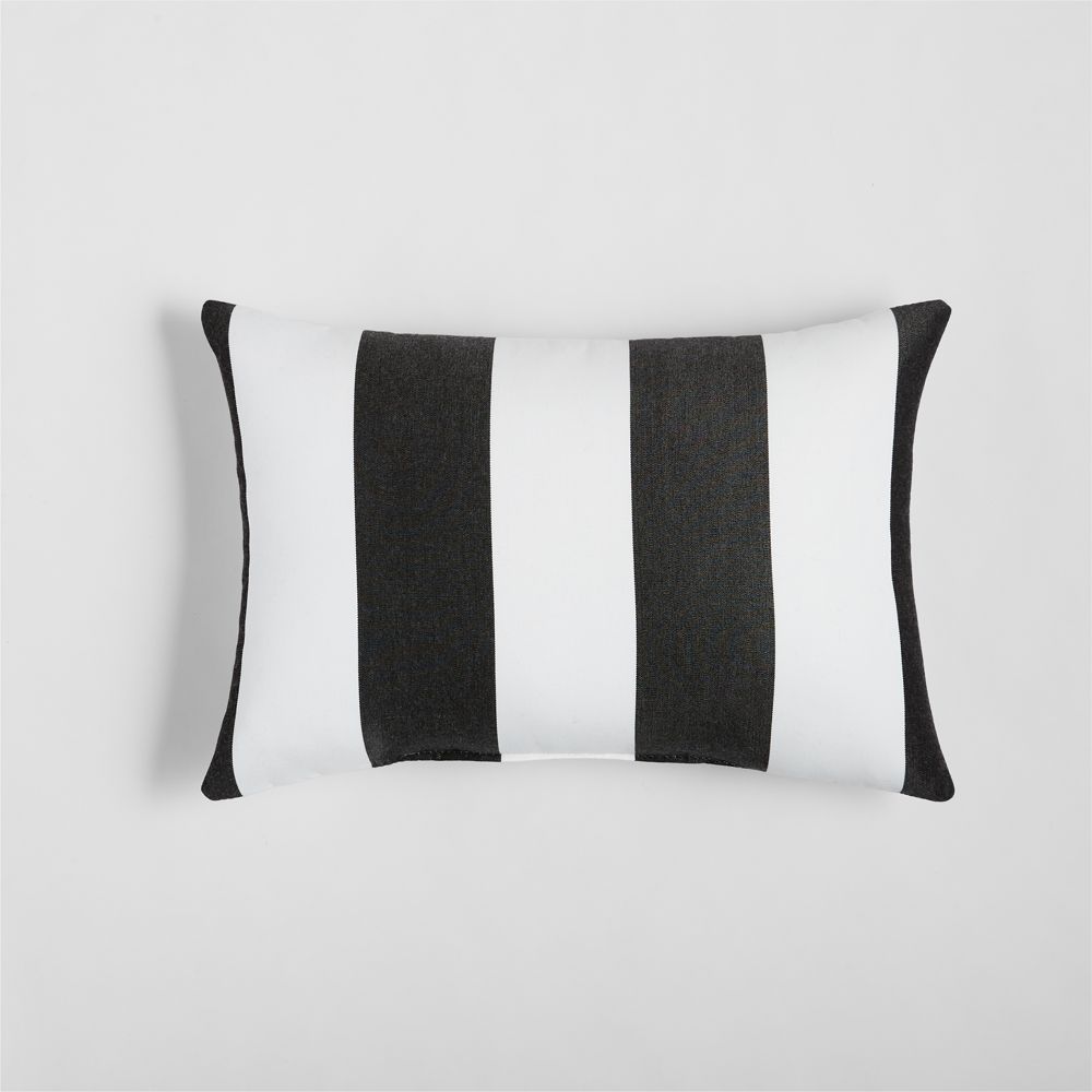 Sunbrella 20"x13" Black Cabana Stripe Outdoor Pillow