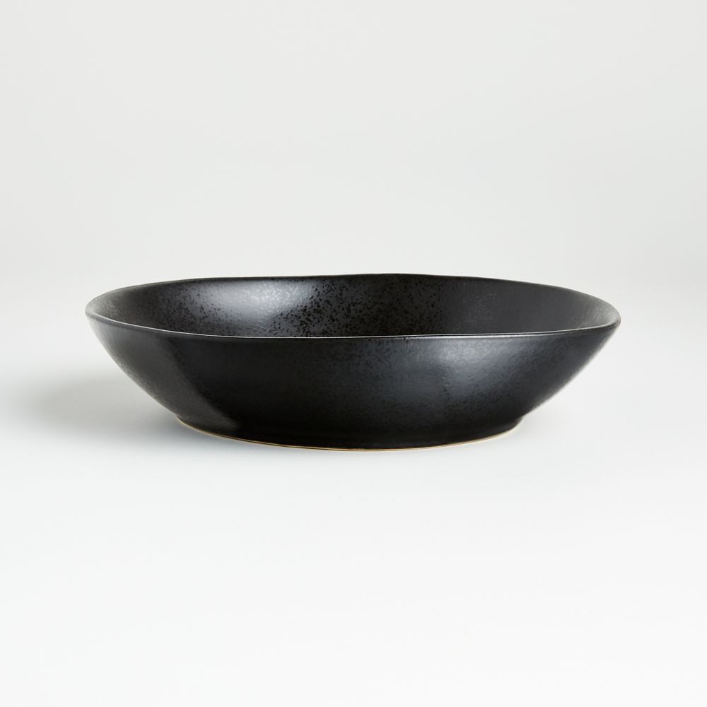 Marin Matte Black Stoneware Low Bowl