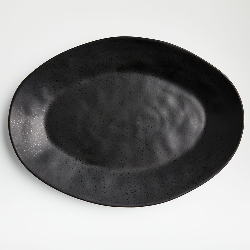 Marin Matte Black Large Stoneware Oval Platter