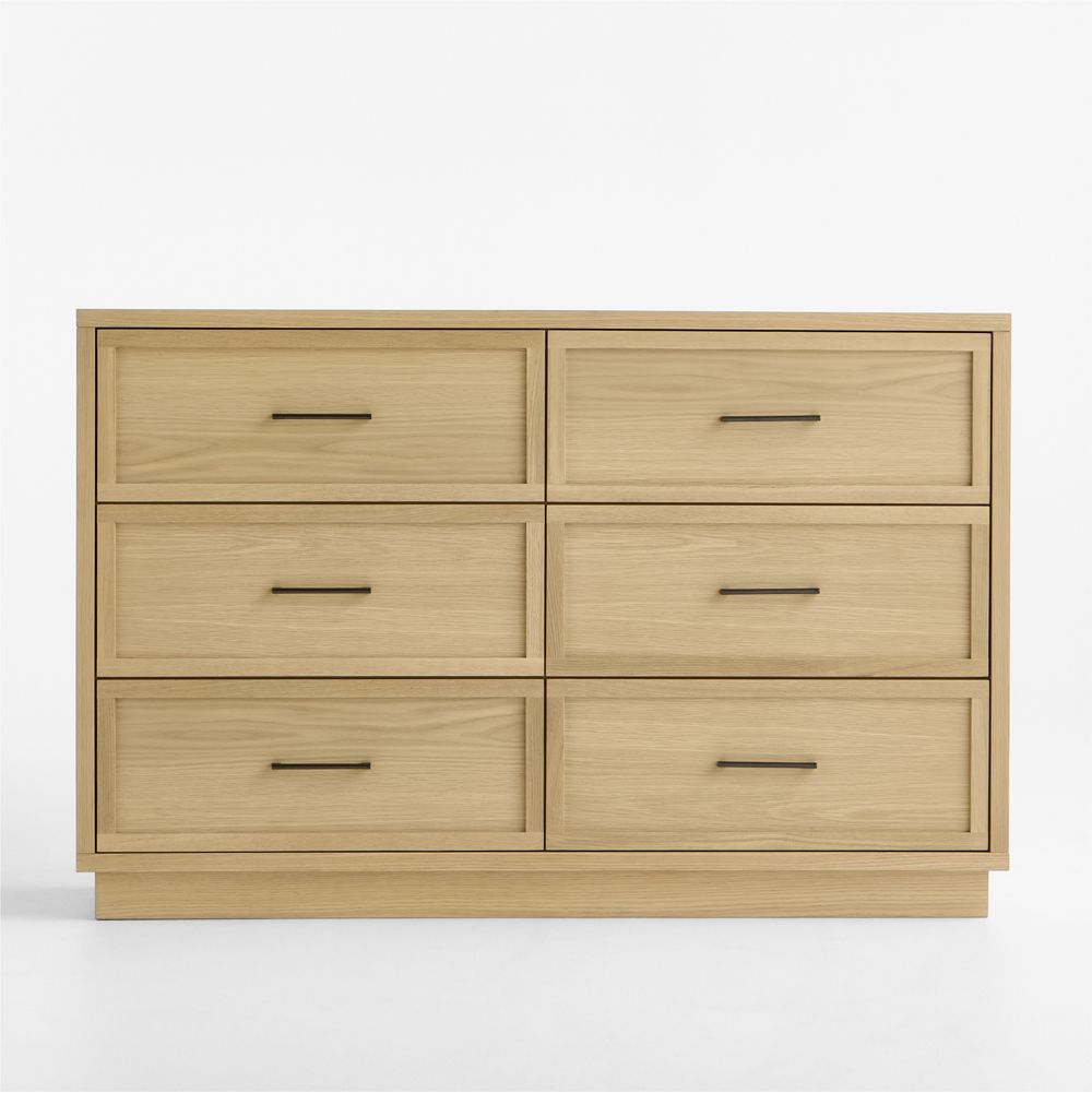 Oliver 52" Natural Oak Wood Wide 6-Drawer Kids Dresser