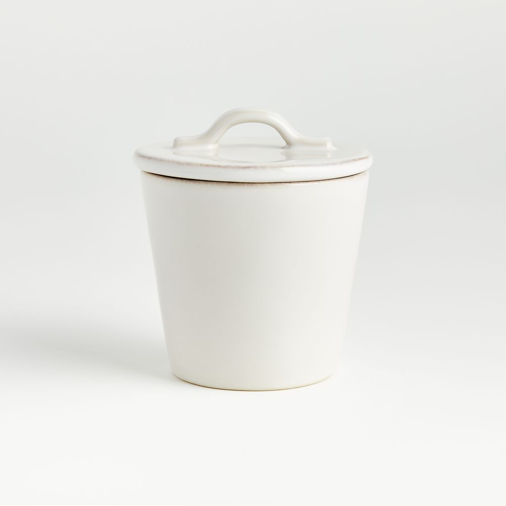 Marin White Stoneware Sugar Bowl with Lid