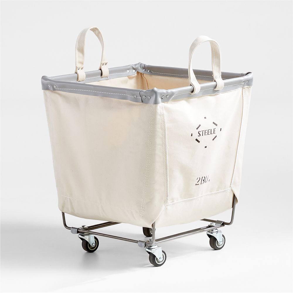Steele 2-Bushel Canvas Square Rolling Laundry Hamper