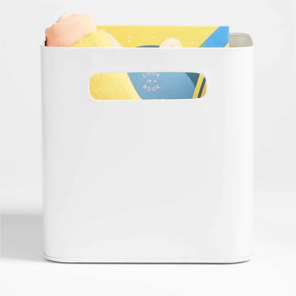 Outline White Metal Storage Bin