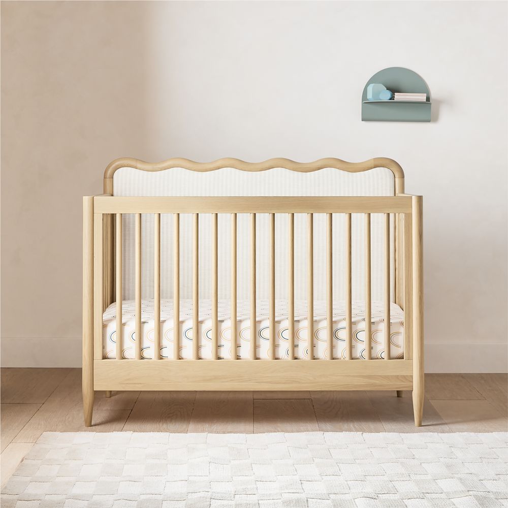 Waveland Wood and Upholstered Performance Stripe Convertible Crib