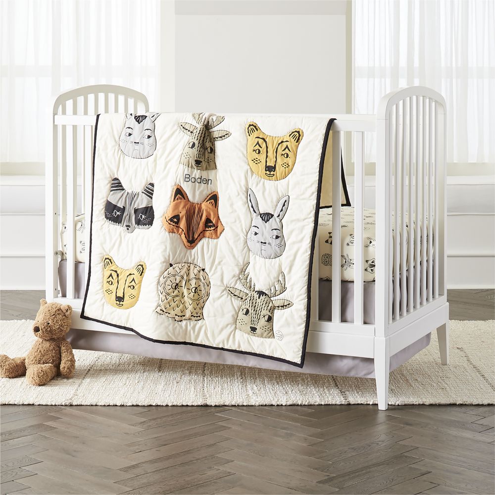 Roxy Marj Woodland Animal 100% Organic Cotton Baby Crib Quilt