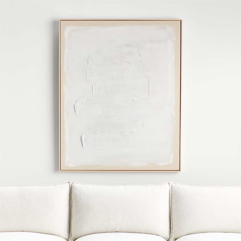 "White Block" 41"x51" Hand-Painted Canvas Framed Wall Art