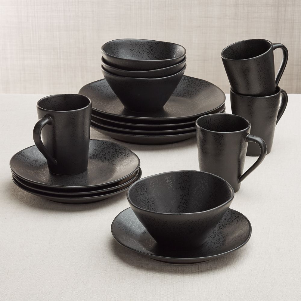 Marin Matte Black Stoneware Cereal Bowls, Set of 8