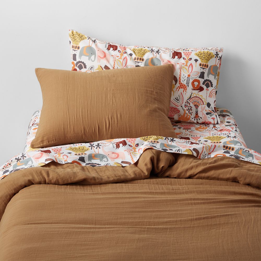 Supersoft Brulee Brown Organic Cotton Gauze Kids Duvet Cover