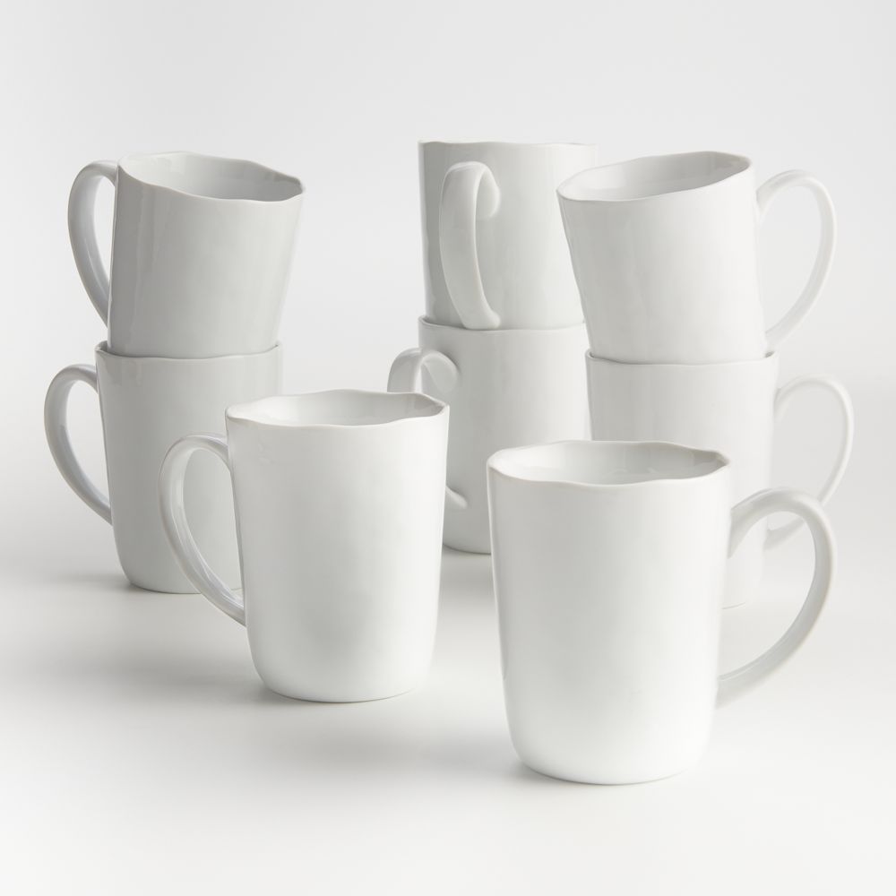 Mercer 14-oz. White Porcelain Mugs, Set of 8