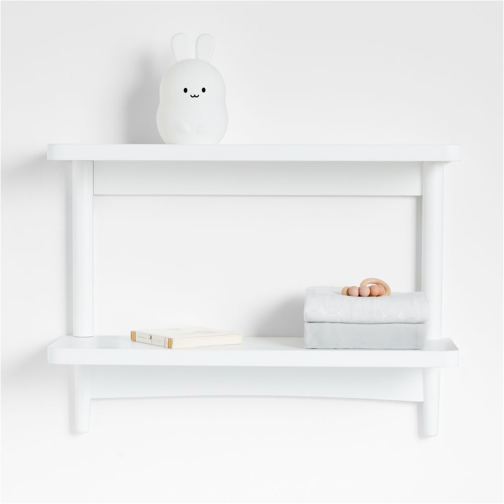 Hampshire 27" White Wood 2-Tier Kids Wall Shelf