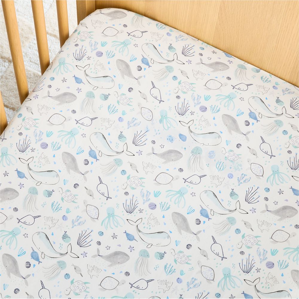 Stay Cool Sea 100% Organic Cotton Baby Crib Fitted Sheet