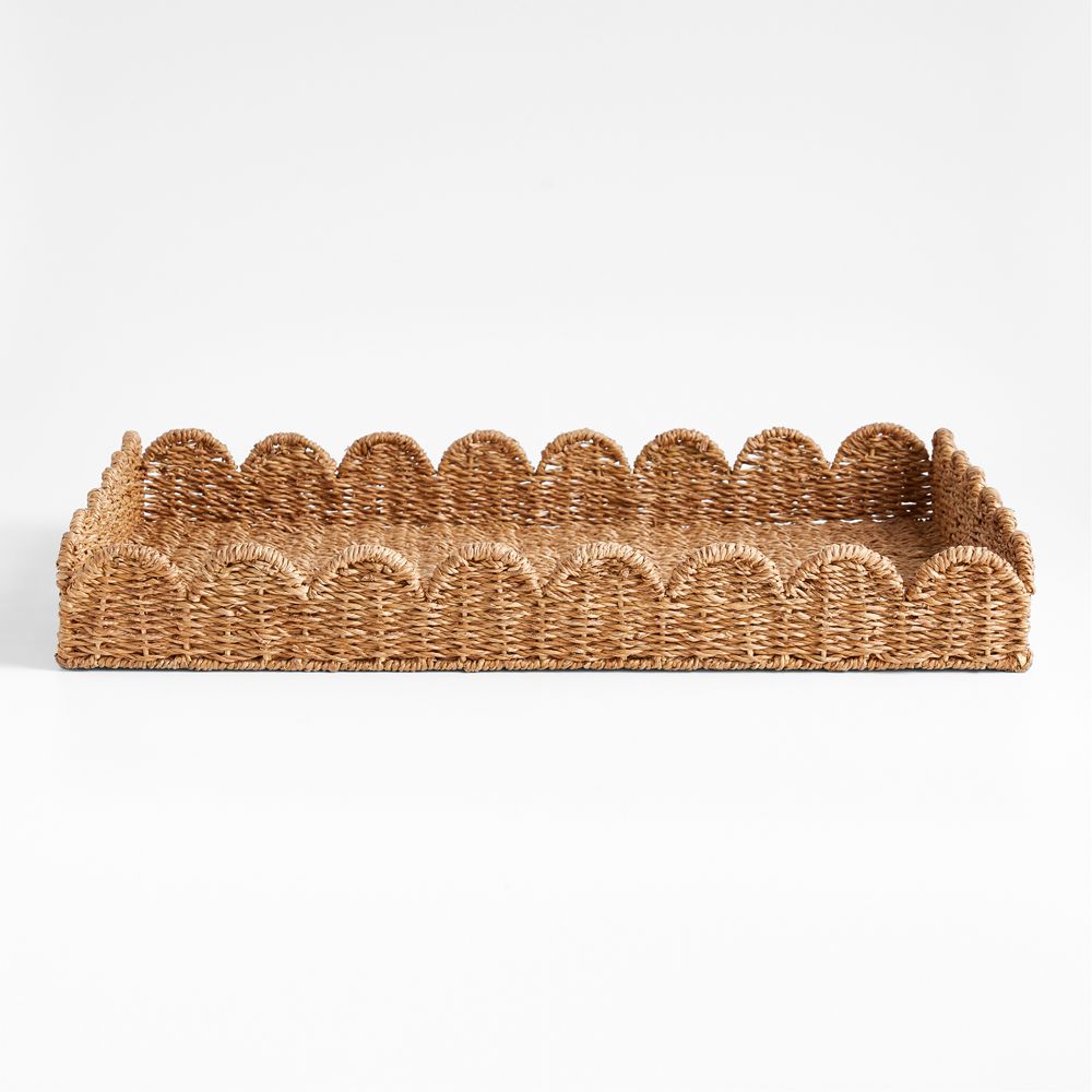 Scallop Natural Woven Fiber Large Tray