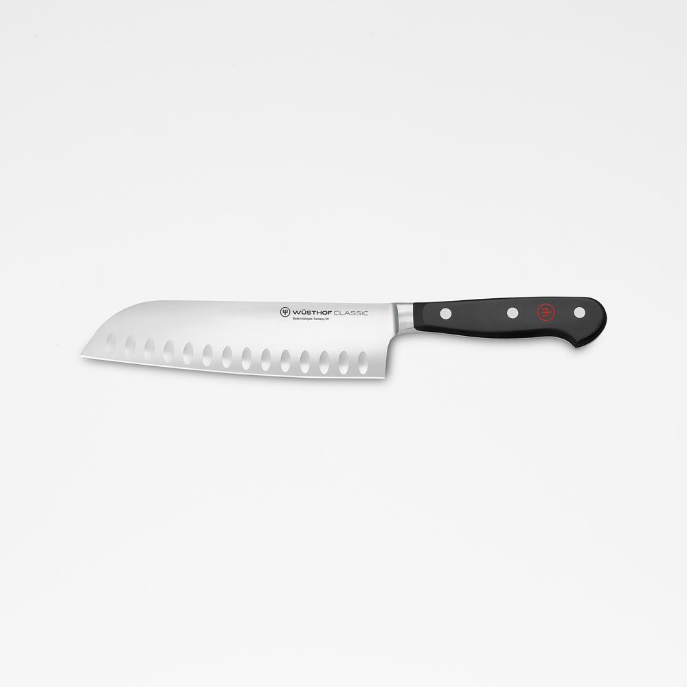 Wusthof Classic Black 7" Hollow Edge Santoku Knife