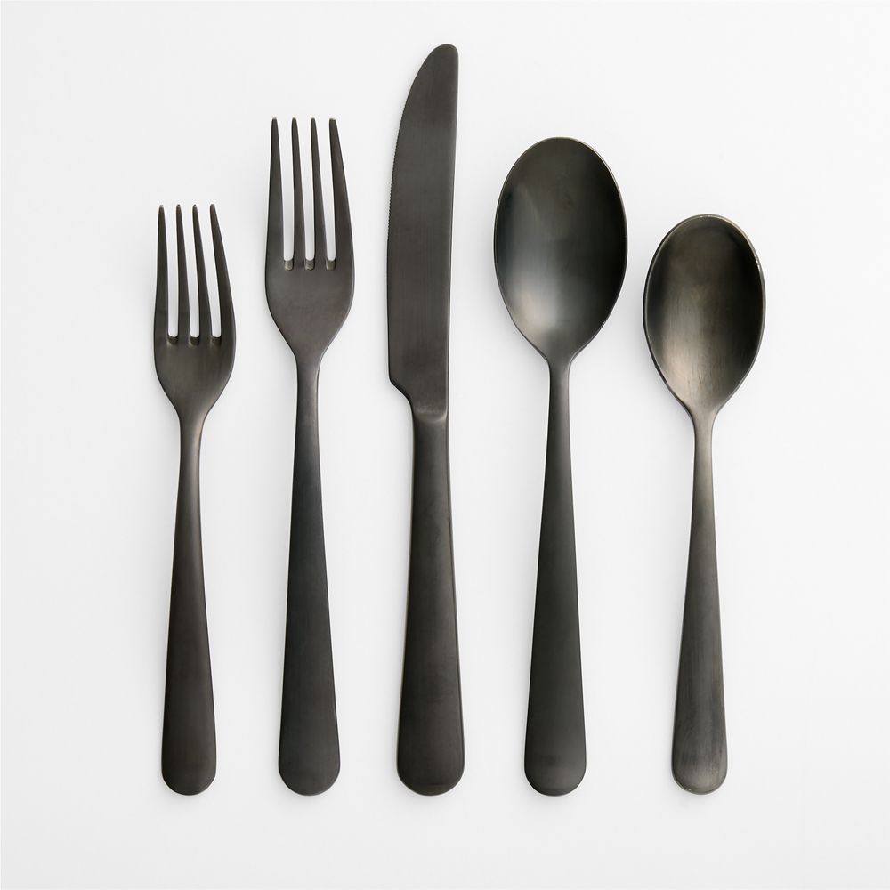 Jett Black Satin Flatware Sets