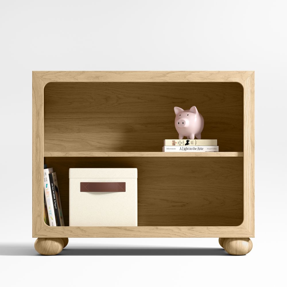 Emery 36" Natural Oak Wood 2-Shelf Kids Bookcase