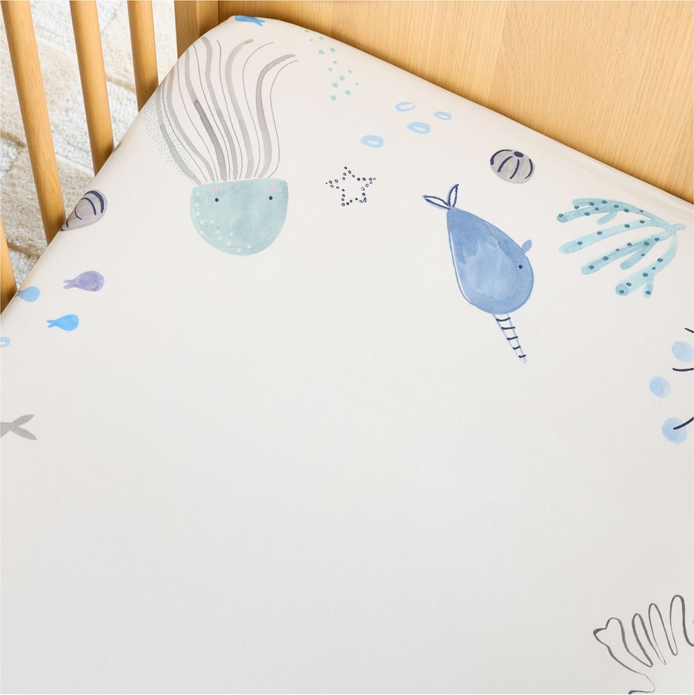 Stay Cool Sea 100% Organic Cotton Baby Crib Fitted Sheet