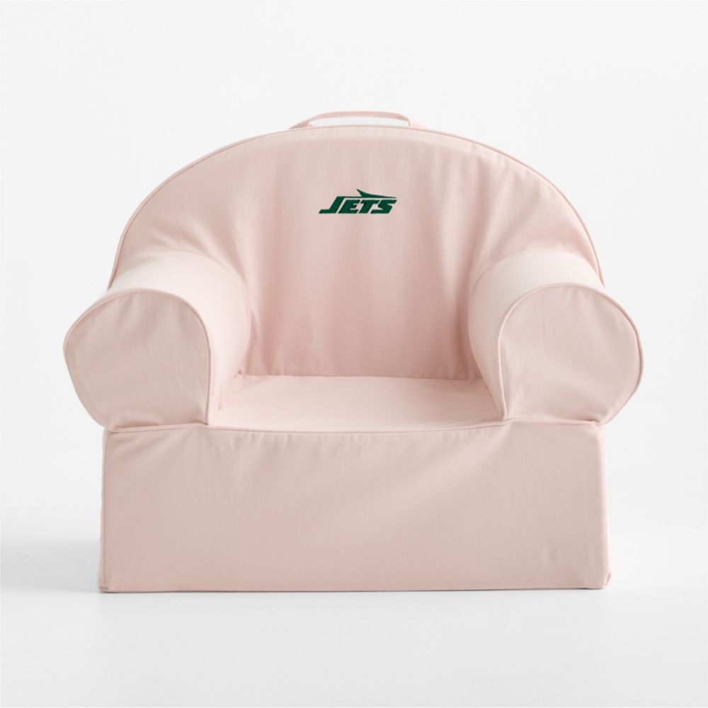 NFL New York Jets Large Soft Pink Organic Cotton Kids Lounge Nod Chair