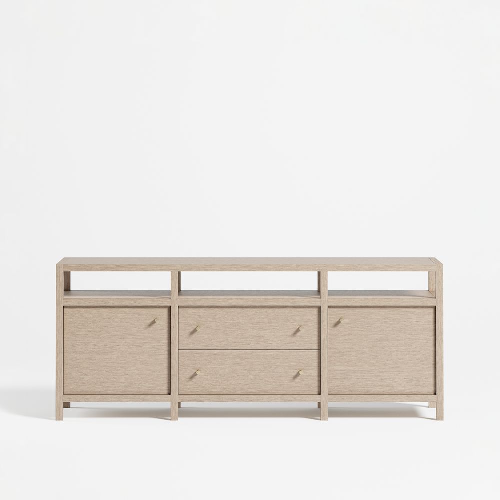Keane Weathered Natural Wood Storage Media Console (72"-86")