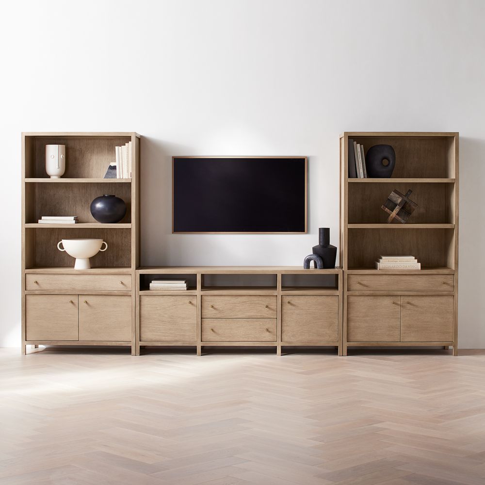 Alternative view of Keane Weathered Natural Wood Storage Media Console (72"-86")