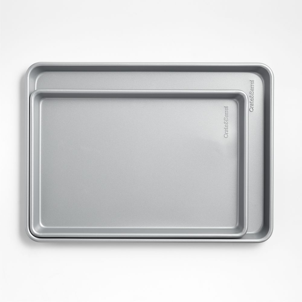 Crate & Barrel Silver Silicone Nonstick Sheet Pans, Set of 2