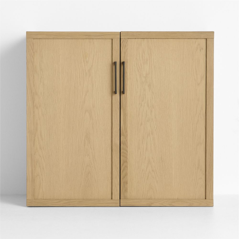 Oliver 32" Modular Natural Oak Wood Kids Bookcase with Doors