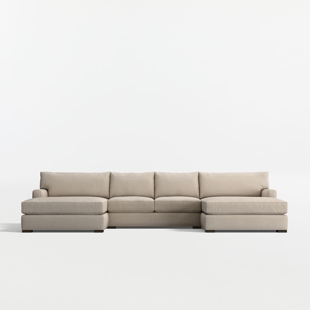 Axis Classic 3-Piece U-Shaped Sectional Sofa with Double Extra Wide Chaise Lounge