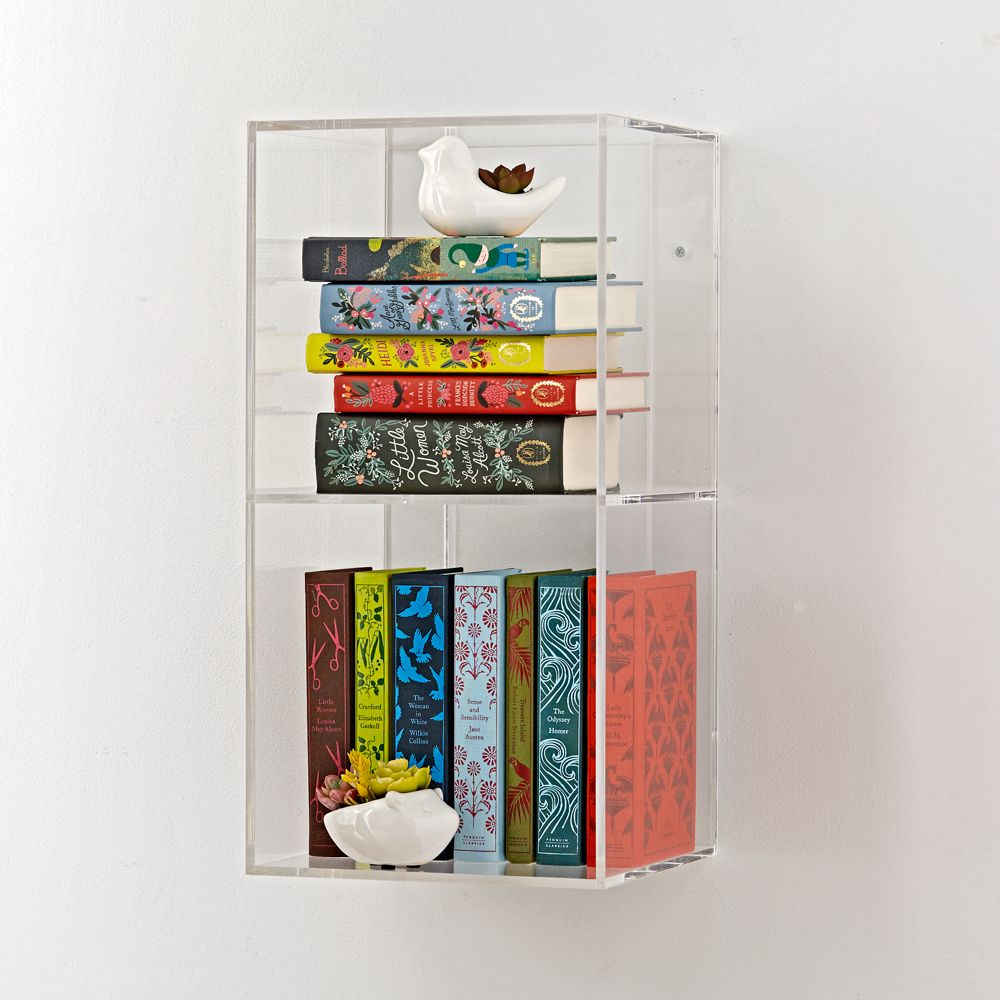 Now You See It Clear Acrylic 2-Bin Floating Shelf Bookcase