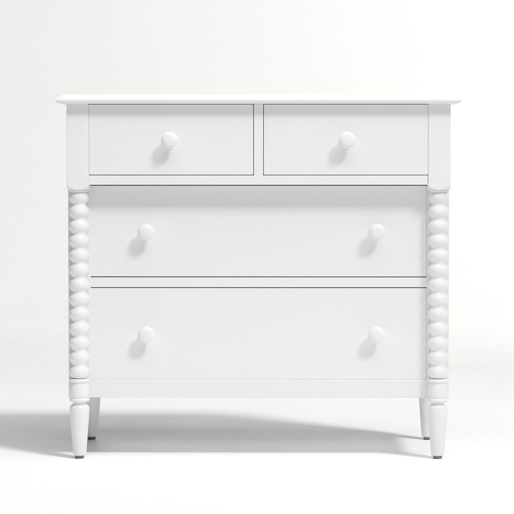 Jenny Lind 37" White Wood Narrow 4-Drawer Kids Dresser