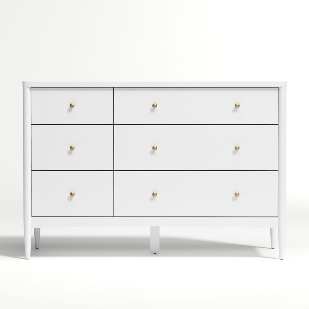 Hampshire 50" White Wood 6-Drawer Kids Dresser