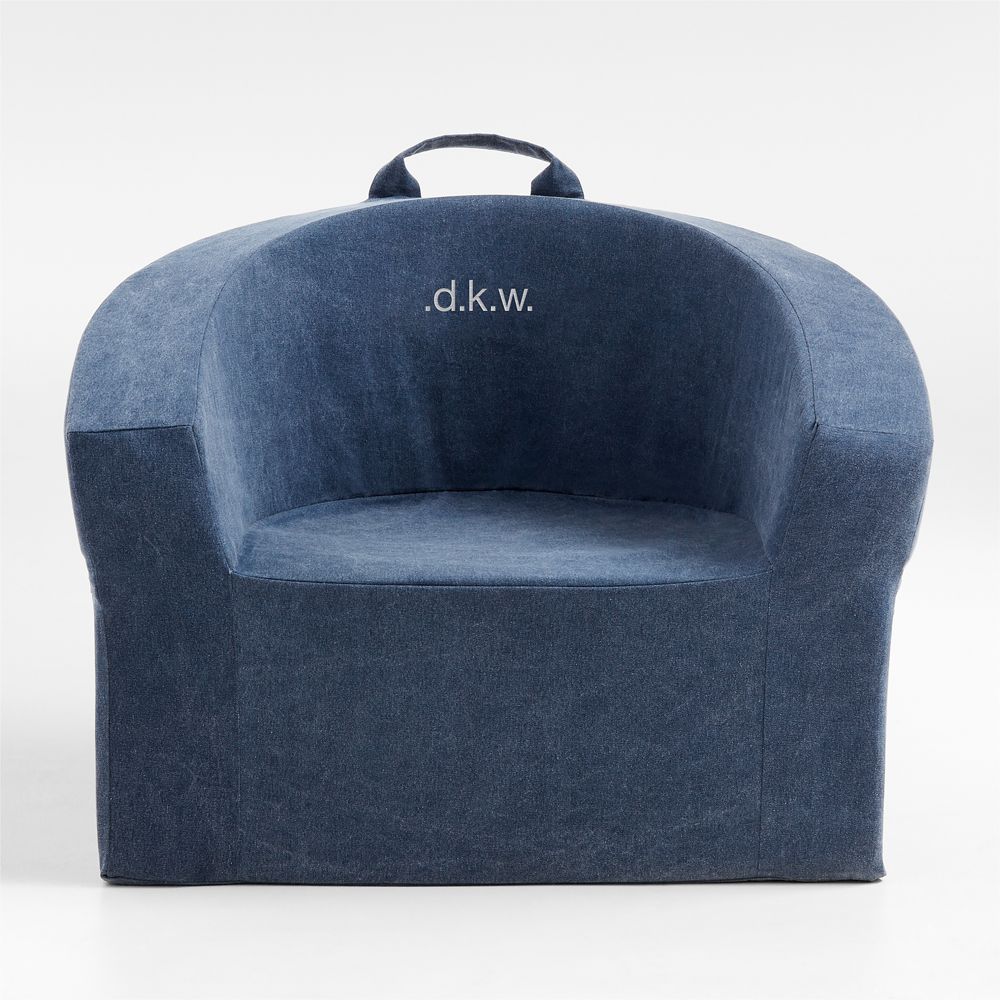 Large Deep Indigo Organic Cotton Kids Lounge Barrel Chair