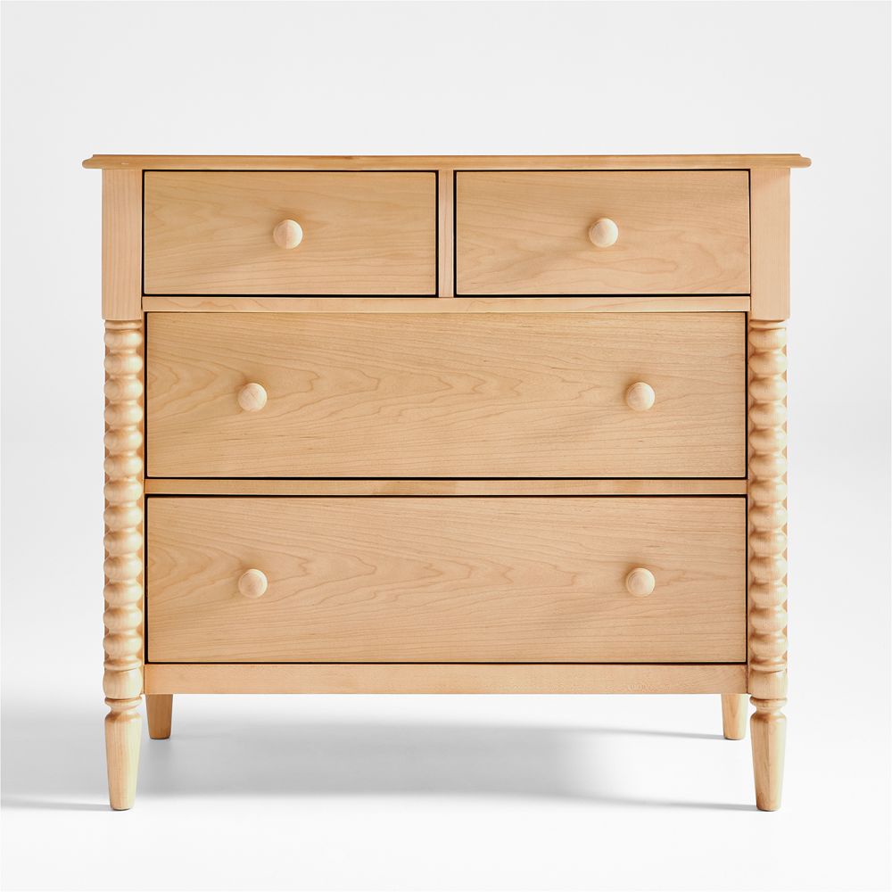 Jenny Lind 37" Maple Wood Narrow 4-Drawer Kids Dresser