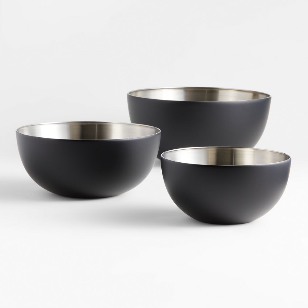 Nera Matte Black Stainless Mixing Bowls, Set of 3