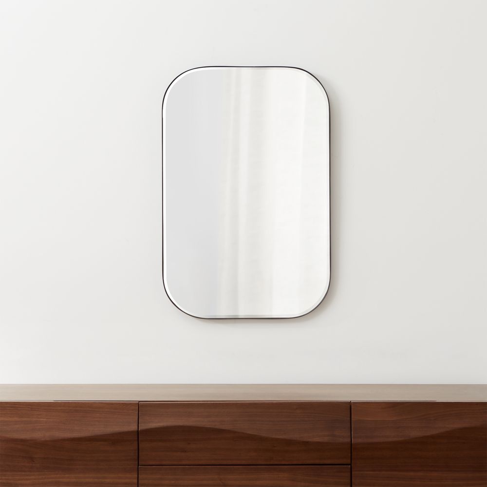 Edge Black Rounded Rectangle Vanity Mirror 36"x24"