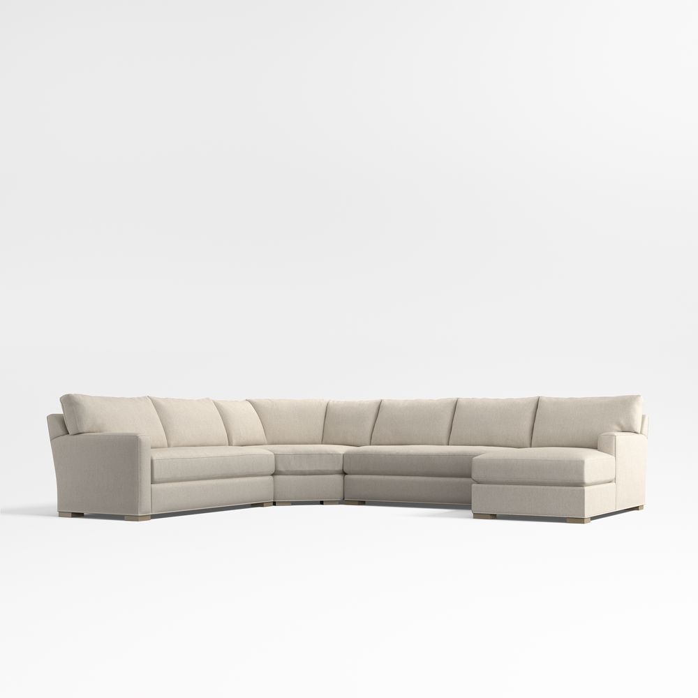 Axis Classic 4-Piece L-Shaped Wedge Bench Sectional Sofa with Chaise Lounge