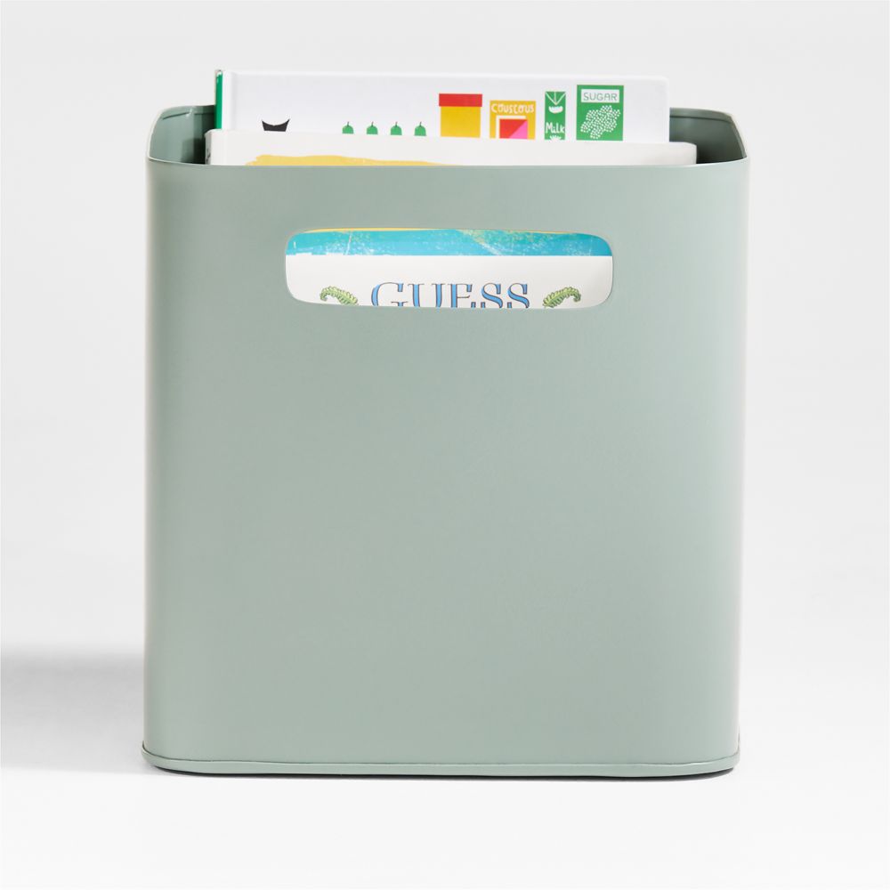 Outline Sage Green Metal Storage Bin with Handles