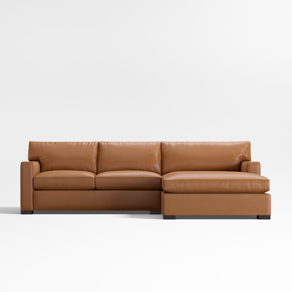 Axis Classic 2-Piece Leather Sectional Sofa with Extra Wide Chaise Lounge