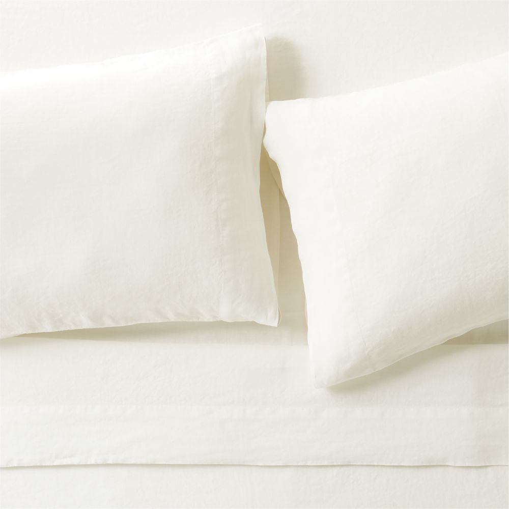 Aire Natural European Linen Pampas Ivory Pillowcases, Set of 2