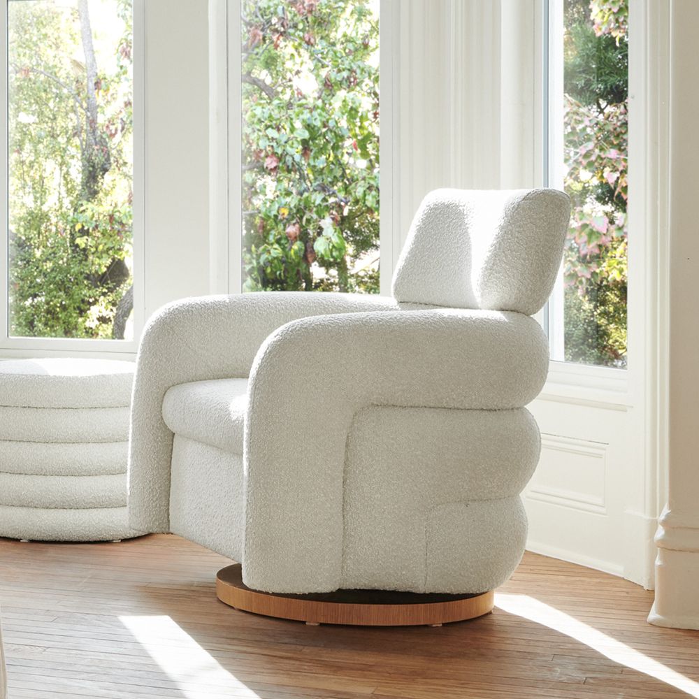 Snoozer Cream Boucle Nursery Swivel Glider by Leanne Ford