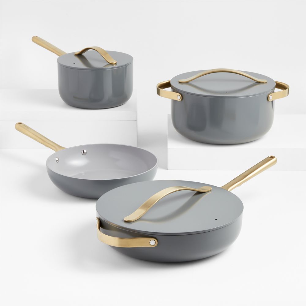 Caraway Graphite Ceramic Nonstick 12-Piece Cookware Set with Gold Hardware